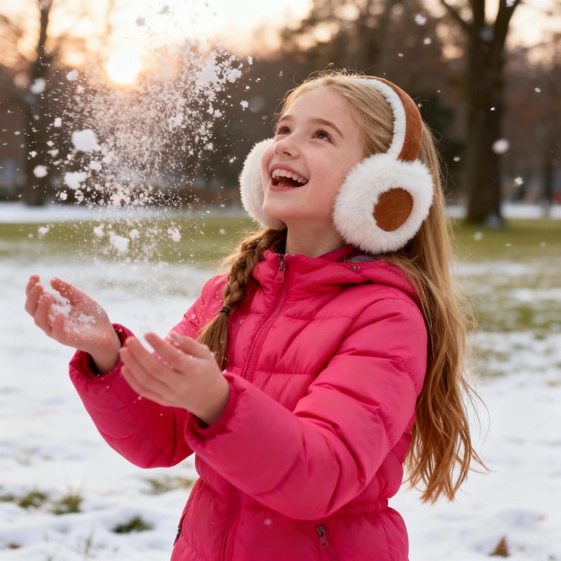 KDVOG Store Kids Winter Earmuffs Classic Foldable Warm Ear Muff Cute Furry Ear Warmers Cold Weather Plush Ear Covers for Boys Girls - Image 3